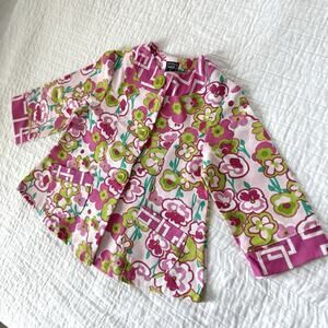 Mack & Co Girls Floral Pink Green Groovy Light Jacket Coat‎ 2T Made In USA